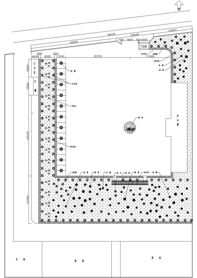 某小型厂区景观绿化规划设计cad总平面施工图_图1