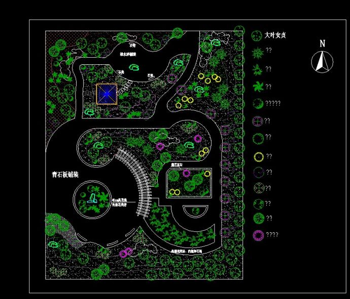 某城市园林小游园景观绿化规划设计cad总平面方案图_图1
