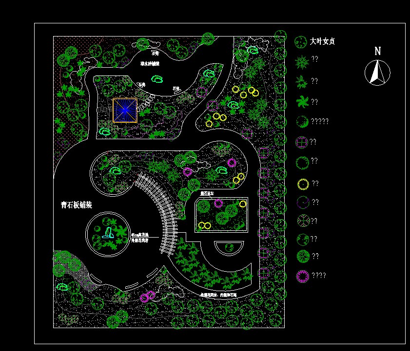 某城市园林小游园景观绿化规划设计cad总平面方案图