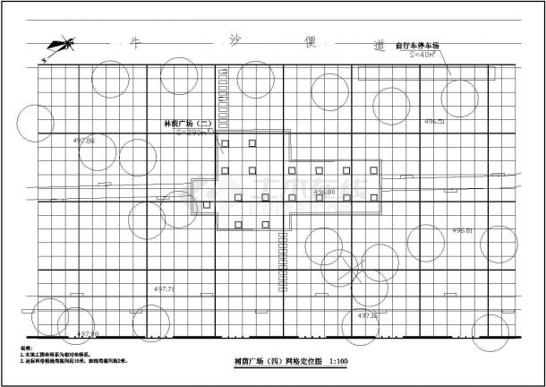 某广场平面图铺装树池CAD设计详图-图一