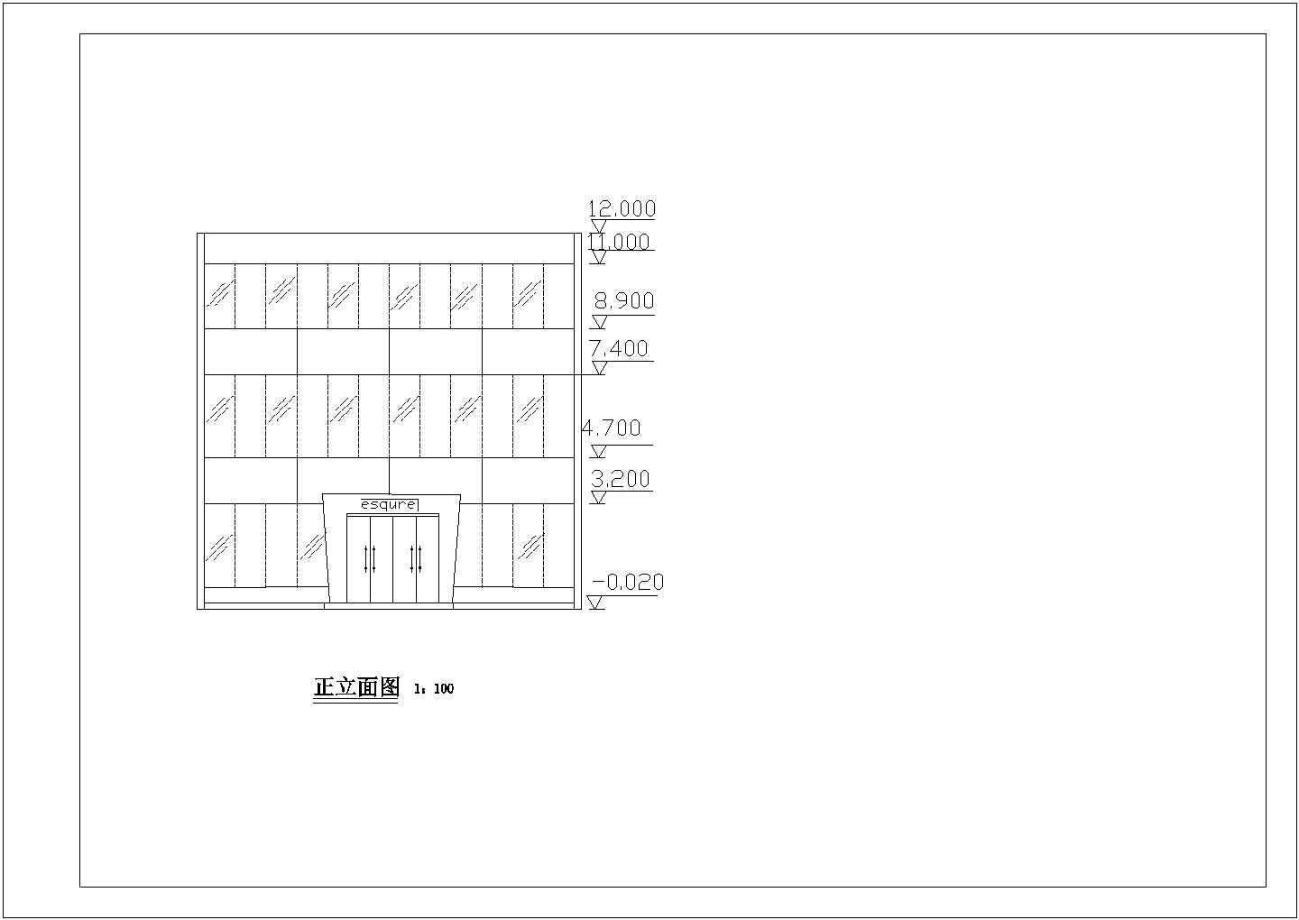 某建筑面积24平方小型服装店室内装饰设计cad施工图