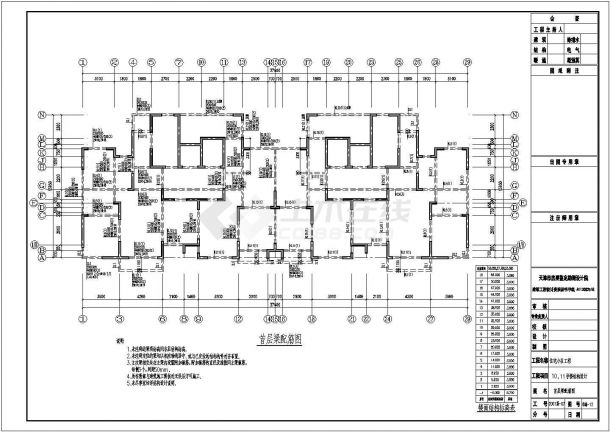 天津某18层剪力墙结构高层住宅结构施工CAD图（短肢剪力墙）-图一