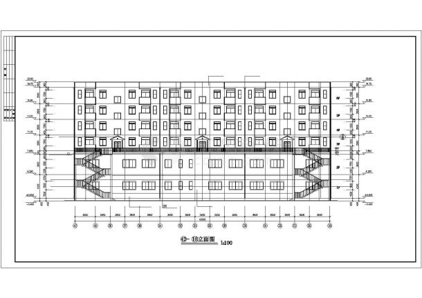 常州某小区临街3100平米6层临街商住楼建筑设计CAD图纸（1-2层商用）-图二
