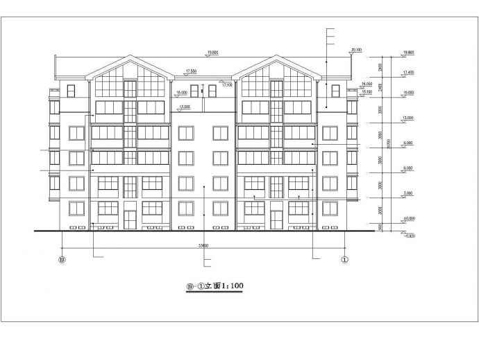 温州xx小区2850平米6层砖混结构住宅楼平立剖面设计CAD图纸（含阁楼）_图1