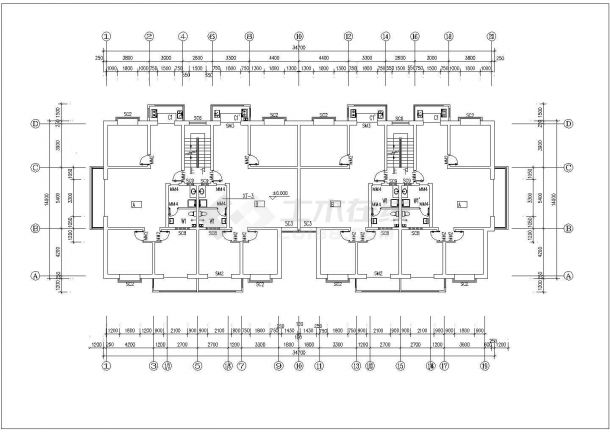 温州xx小区2850平米6层砖混结构住宅楼平立剖面设计CAD图纸（含阁楼）-图二