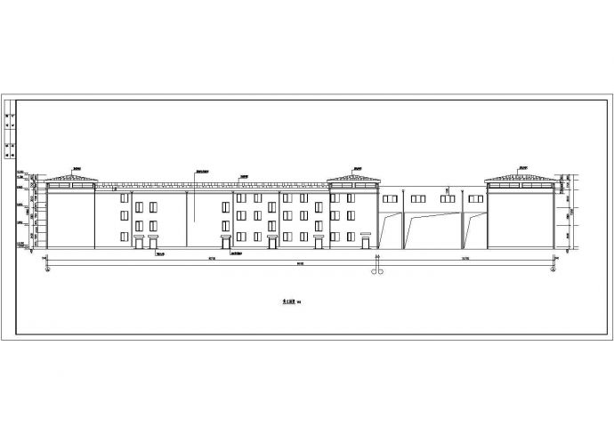1700平米左右三层砖混结构商住楼建筑设计CAD图纸（底层商用）_图1