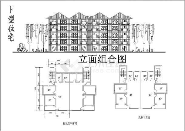 某多层框架结构住宅楼设计cad建筑方案图（含多种类型设计）-图二