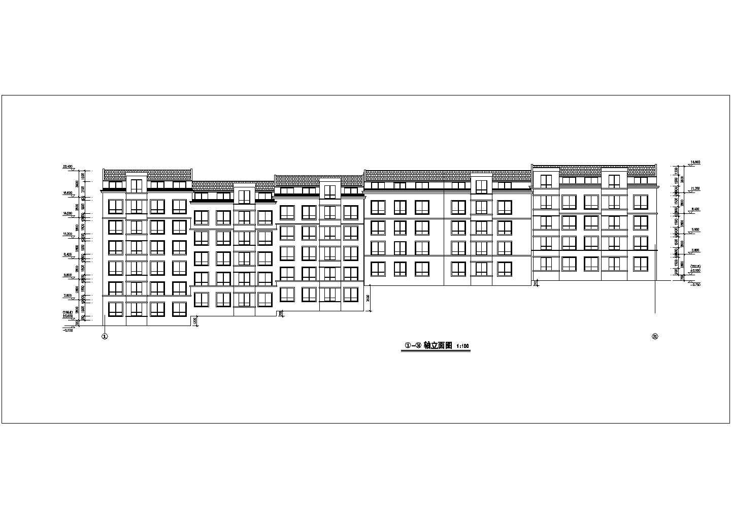 潮汕市xx小区5600平米7层L型框架结构住宅楼平立剖面设计CAD图纸