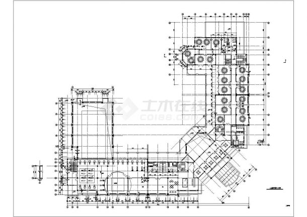 某商业街2100平米3层框架结构商业综合楼平面设计CAD图纸（含地下室）-图二