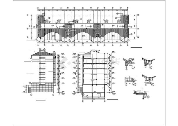 xx小区7350平米7层框架结构商住楼建筑设计CAD图纸（底层商用/含阁楼）-图二