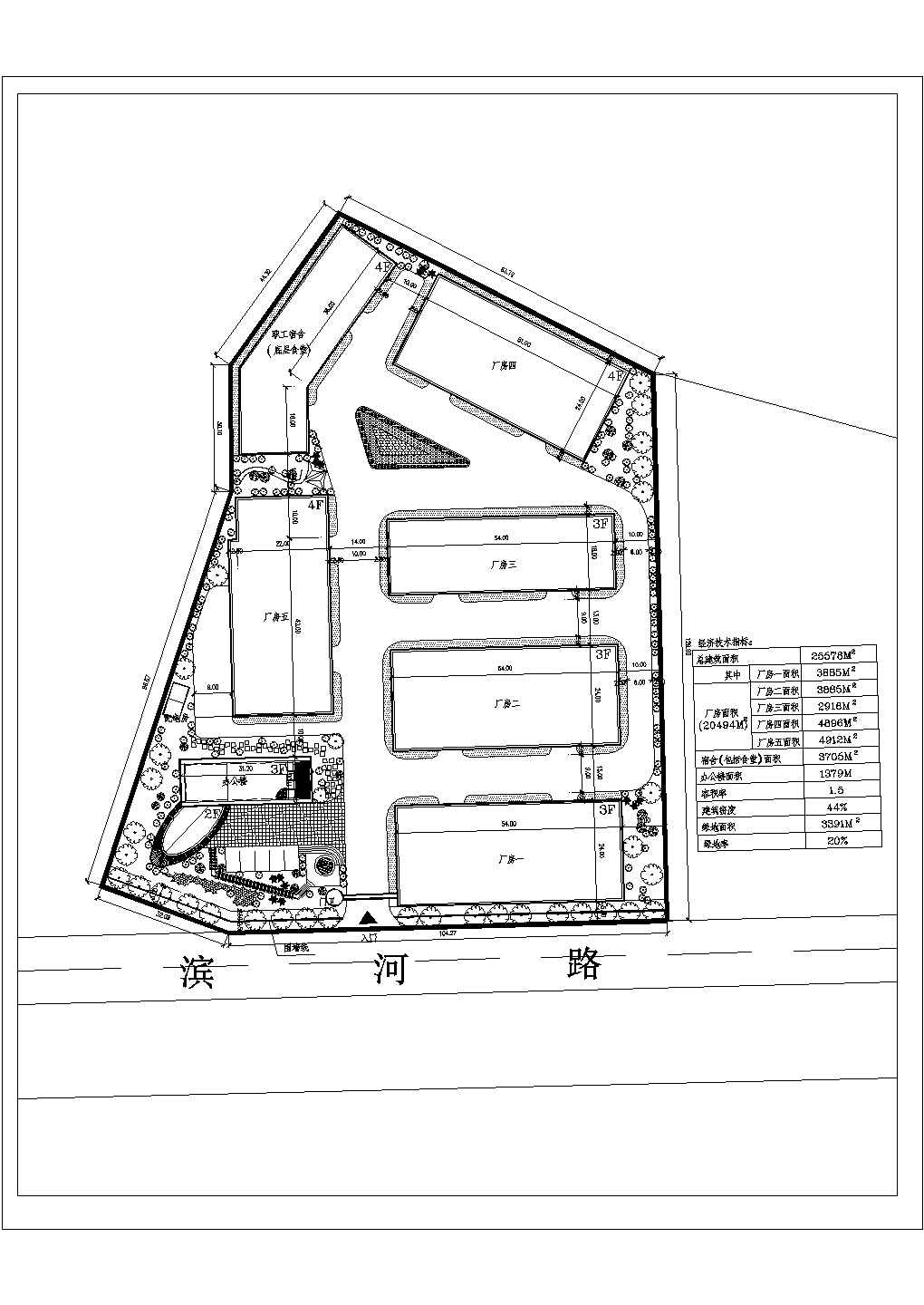 25578平方米厂区规划方案设计图，含设计说明