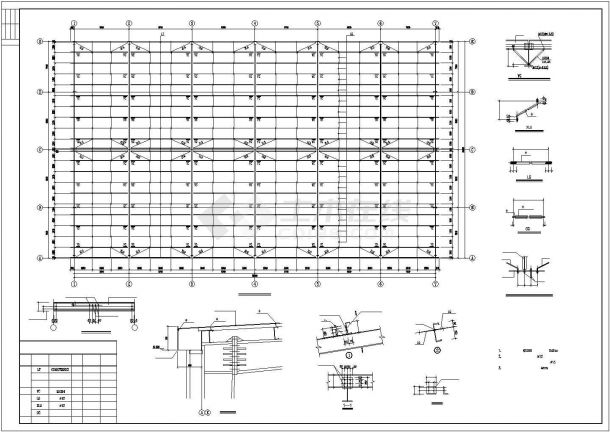 某地30m跨厂房结构设计CAD图纸（共6张）-图一