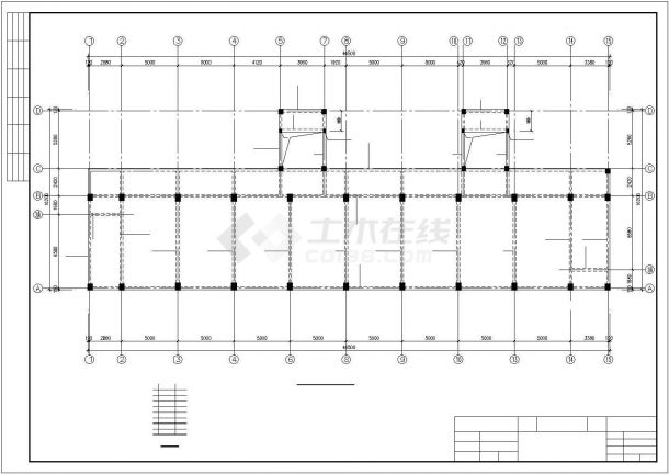 达州市某实验中学3600平米6层框架结构教学楼建筑结构设计CAD图纸-图二