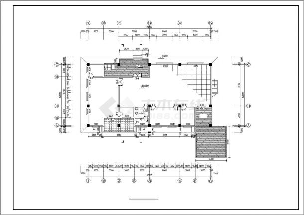 温州某服装厂450平米2层砖混结构职工食堂平立剖面设计CAD图纸-图一