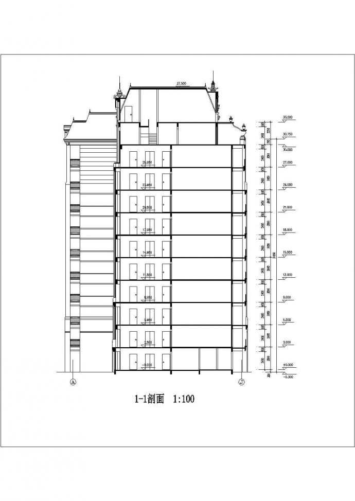 安康市春阳家园小区8900平米11层框架结构住宅楼建筑设计CAD图纸_图1