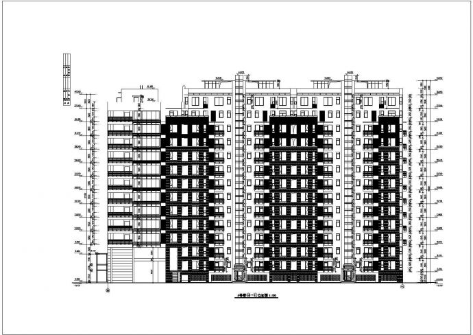9700平米13层框剪结构住宅楼平立面设计CAD图纸（含车库和机房层）_图1