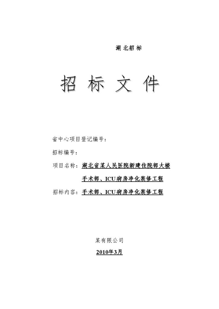 湖北省某市医院手术部、ICU病房净化装修工程招标文件-图一