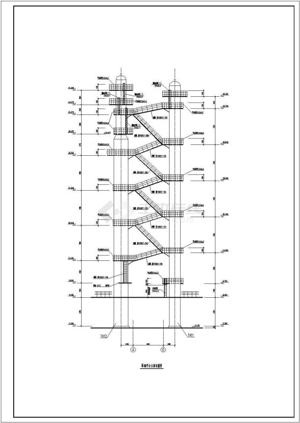 某多层钢平台结构节点构造设计CAD详图-图一