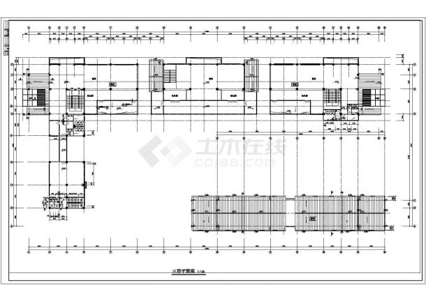 三层商业街建筑CAD设计图纸-图二