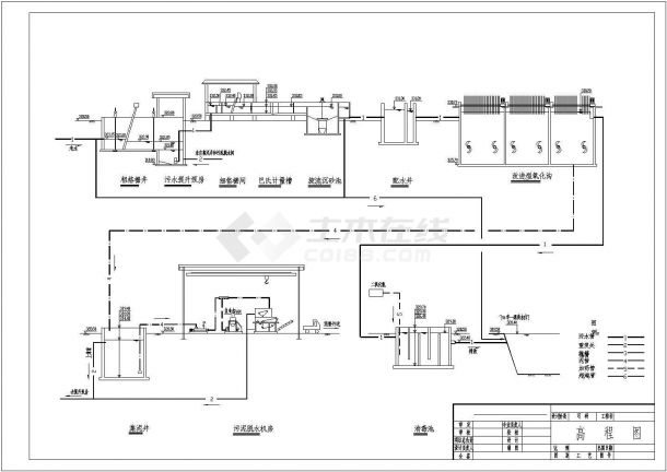 四川某县城市污水处理工程设计cad工艺施工图纸-图一