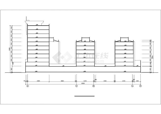 邯郸市xx小区10层框架结构商住楼立剖面设计CAD图纸（底层商用）-图一
