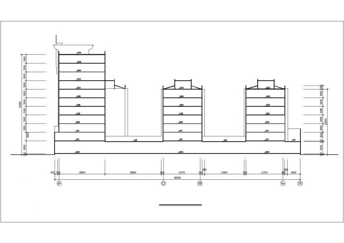 邯郸市xx小区10层框架结构商住楼立剖面设计CAD图纸（底层商用）_图1