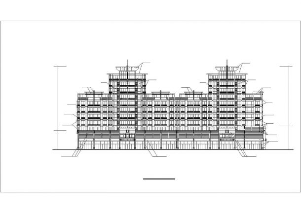 邯郸市xx小区10层框架结构商住楼立剖面设计CAD图纸（底层商用）-图二
