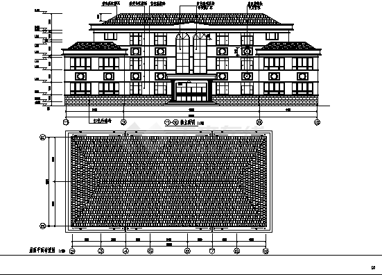 淮安某超市3层办公楼建筑设计施工cad图纸-图二