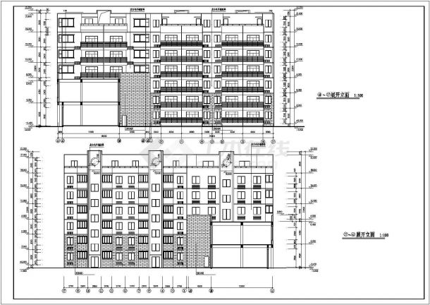 4000平米7层框架商住楼平立剖面设计CAD图纸（底层商用/含跃层）-图二