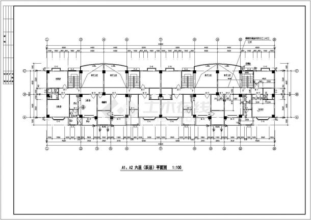 江西省九江市城市之光小区7层底商住宅设计装修CAD图纸-图二