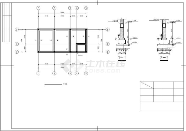 某地区2层办公楼砖混结构设计施工CAD图纸-图一