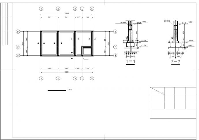某地区2层办公楼砖混结构设计施工CAD图纸_图1