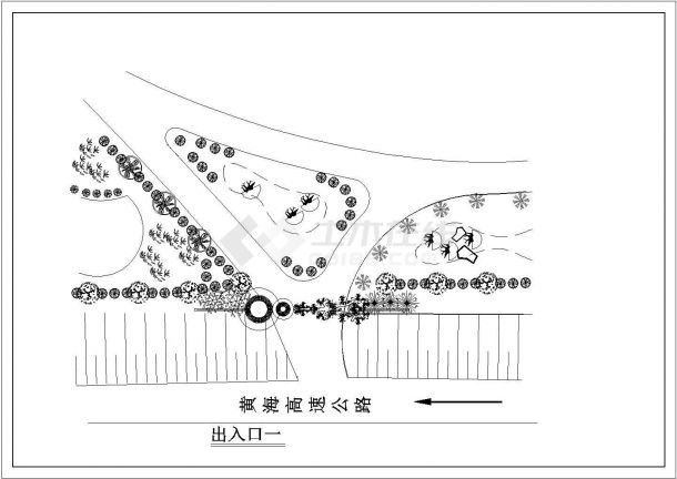 江苏省海门市狮山广场出入口平面布置设计CAD图纸-图一