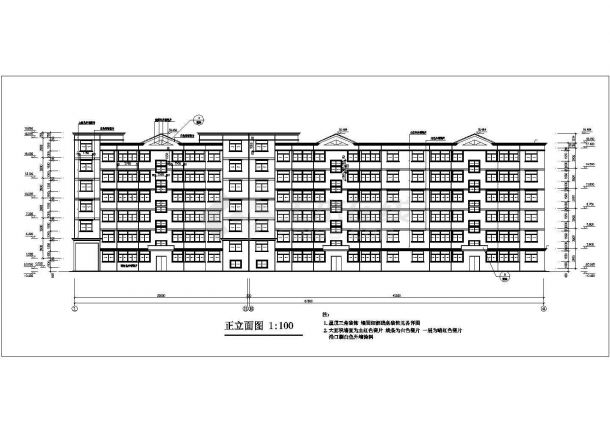 攀枝花市xx小区5600平米左右六层框架结构住宅楼建筑设计CAD图纸-图二