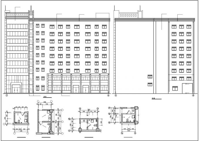 xx小区7700平米左右九层框架结构商住楼建筑设计CAD图纸（底层商用）_图1