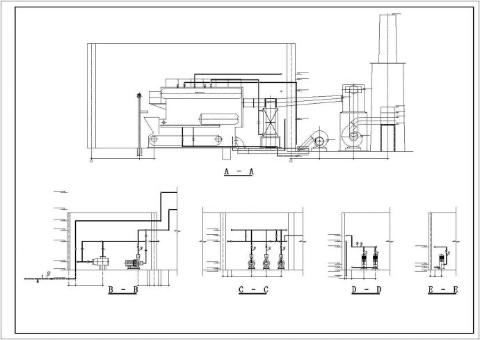 某地区供热锅炉房管线设计施工CAD图纸_图1