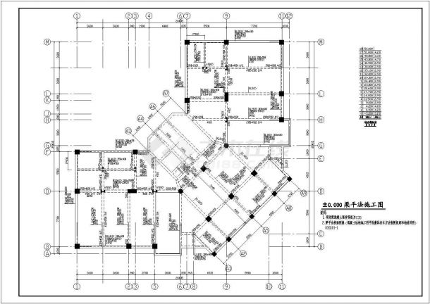 富康大厦办公楼结构施工全套CAD图-图一