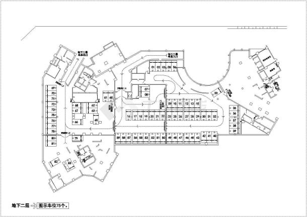 某商业中心地下停车场CAD建筑设计平面布置图-图一