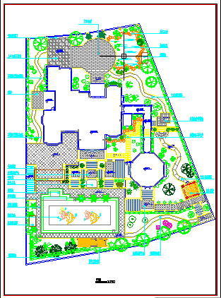 某豪华别墅花园施工CAD设计_图1