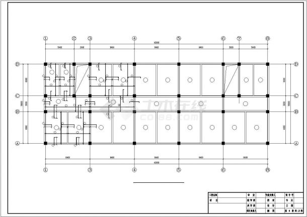 济南市某街道3千平五层框架结构临街商业写字楼建筑结构设计CAD图纸-图二