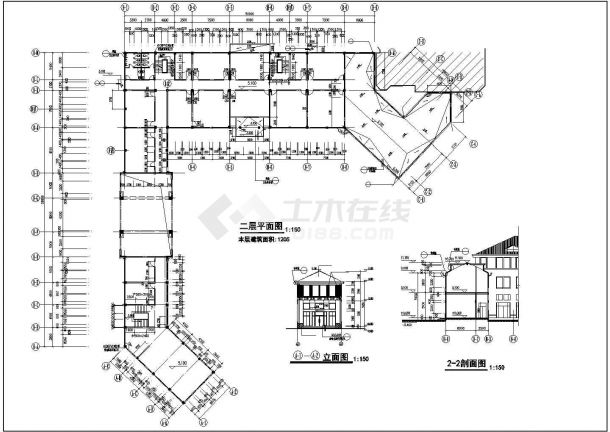 衢州市某社区3300平米3层框架结构社区会所建筑CAD设计图纸-图二