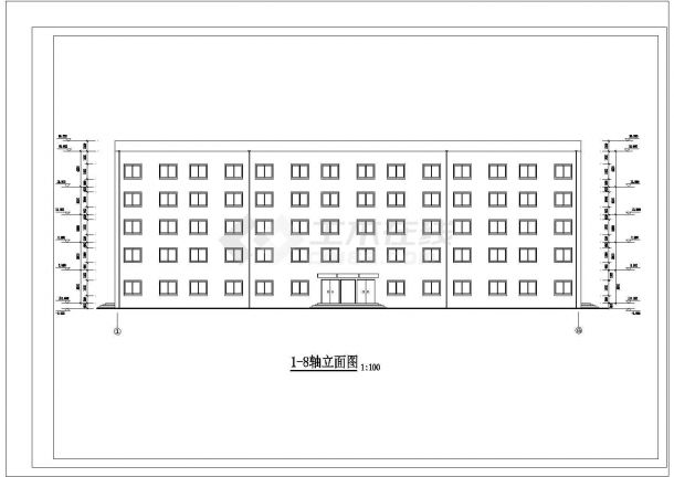 河北地区某综合医院四千平米五层框架结构住院楼建筑设计CAD图纸-图一