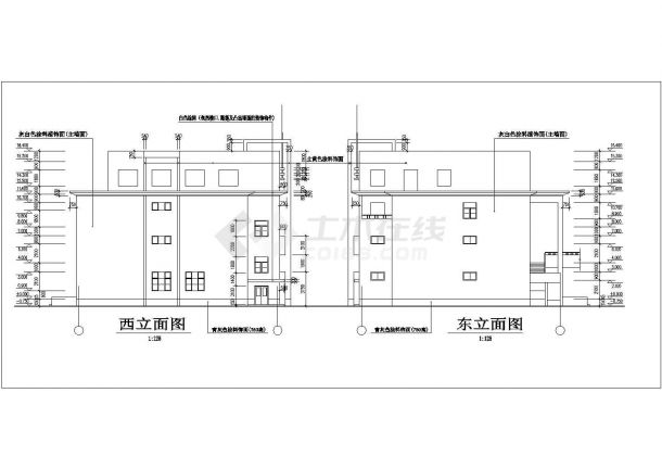 上海某街道2900平米3+1层框架结构休闲洗浴中心建筑CAD设计图纸-图二