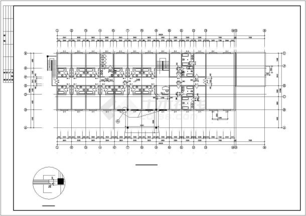 1700平米左右2层砖混结构洗浴会所建筑CAD设计图纸-图一