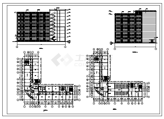 1万平米某八层框架结构L型办公楼建筑施工cad图(含计算书，毕业设计)-图二