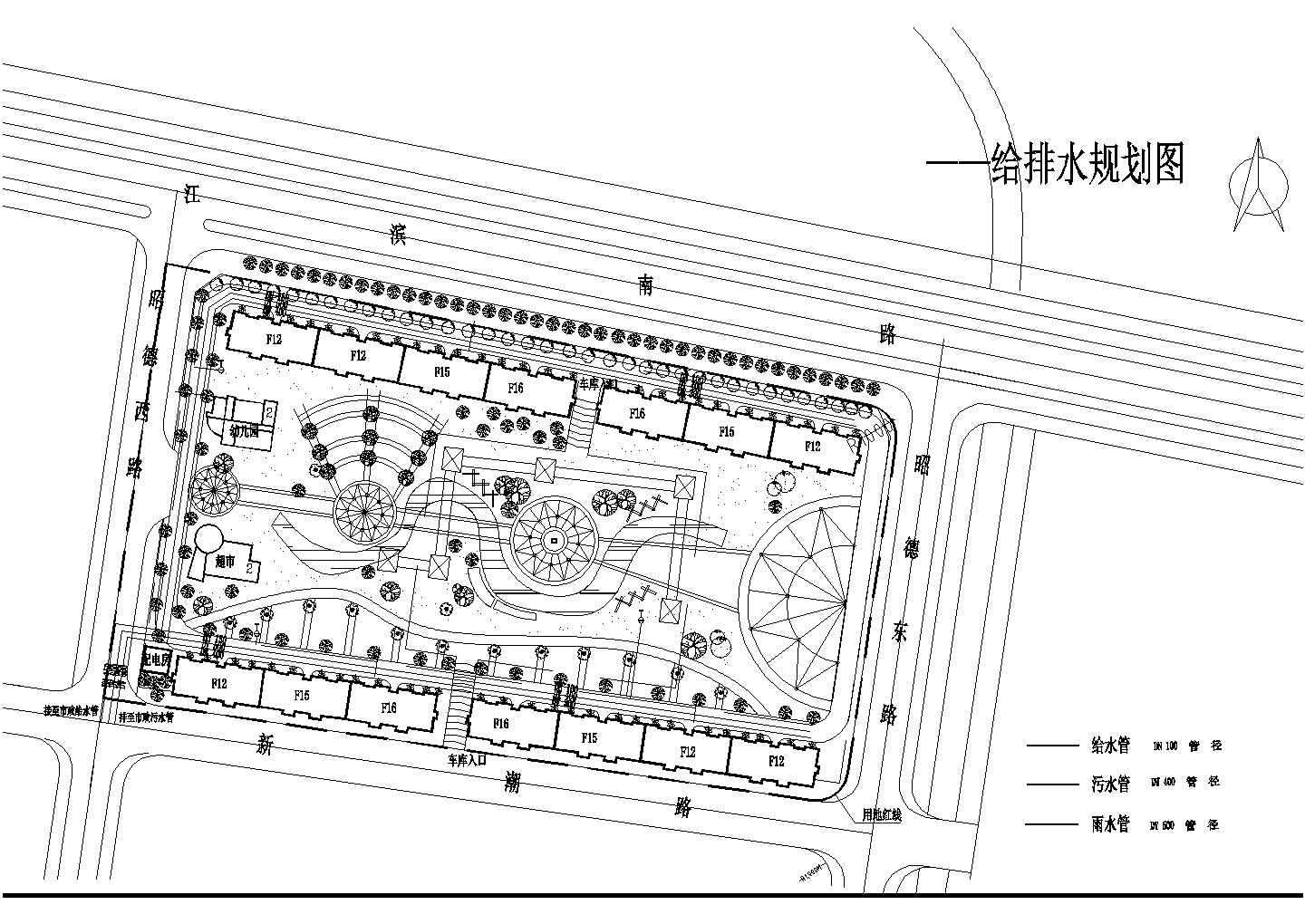 某住宅小区CAD设计施工总平面图