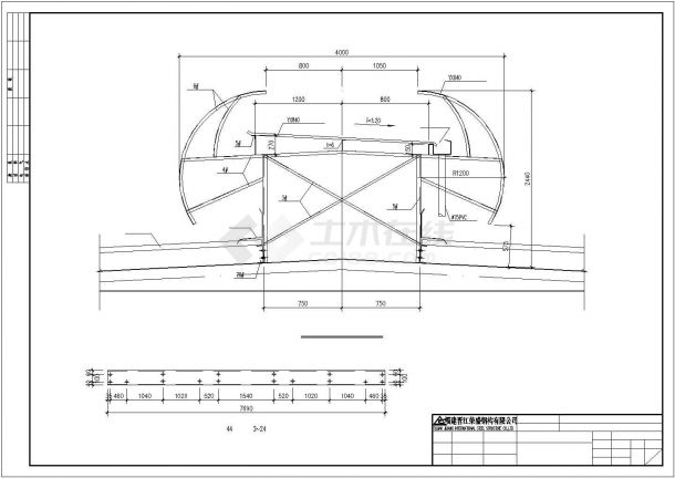 顺德市某大型二手汽车城单层钢框架结构厂房建筑设计CAD图纸-图二