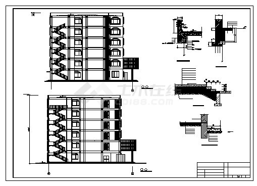 6000平米某六层钢筋混凝土现浇结构办公楼建筑设计cad图(含计算书，毕业设计)-图二