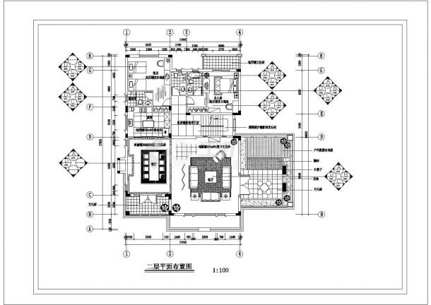 中天花园库区别墅样板间竣工图-图二