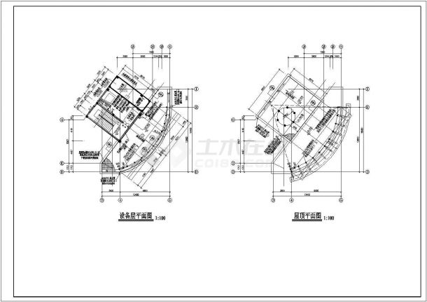 滨江新区新桥村某小区会所建施设计全套CAD图-图一